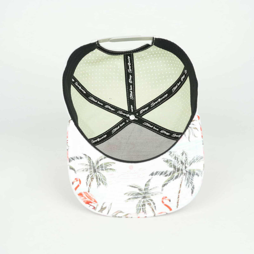 pink front with palms and off white back