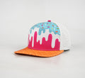 Multicolor, Aqua & Pink Sweet Treat Flat Bill Snapback – White Back