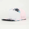 white front with palm trees and pink back