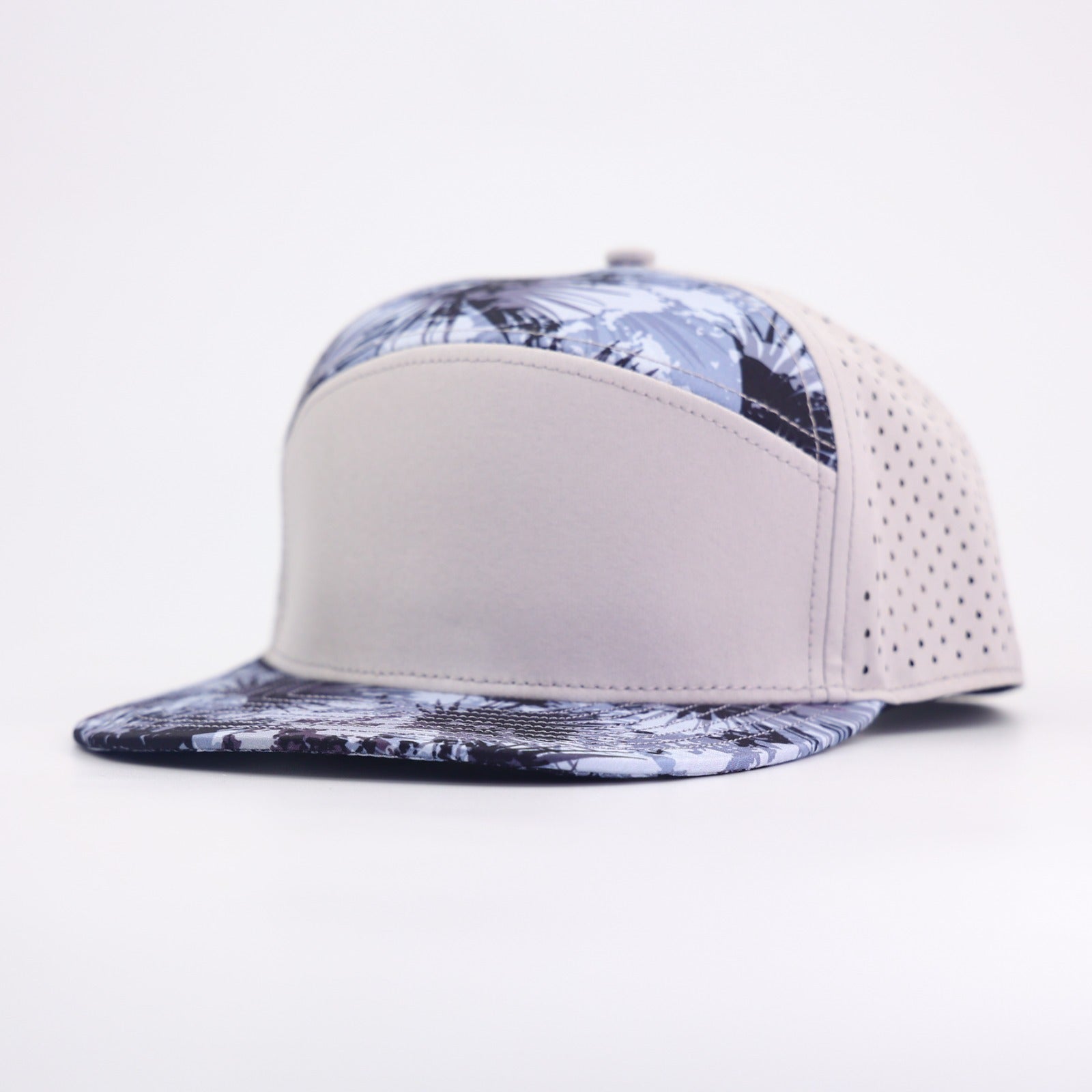 grey front with palm palms leaf prints and grey back