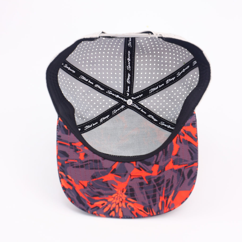 grey front and back with red lightning camo