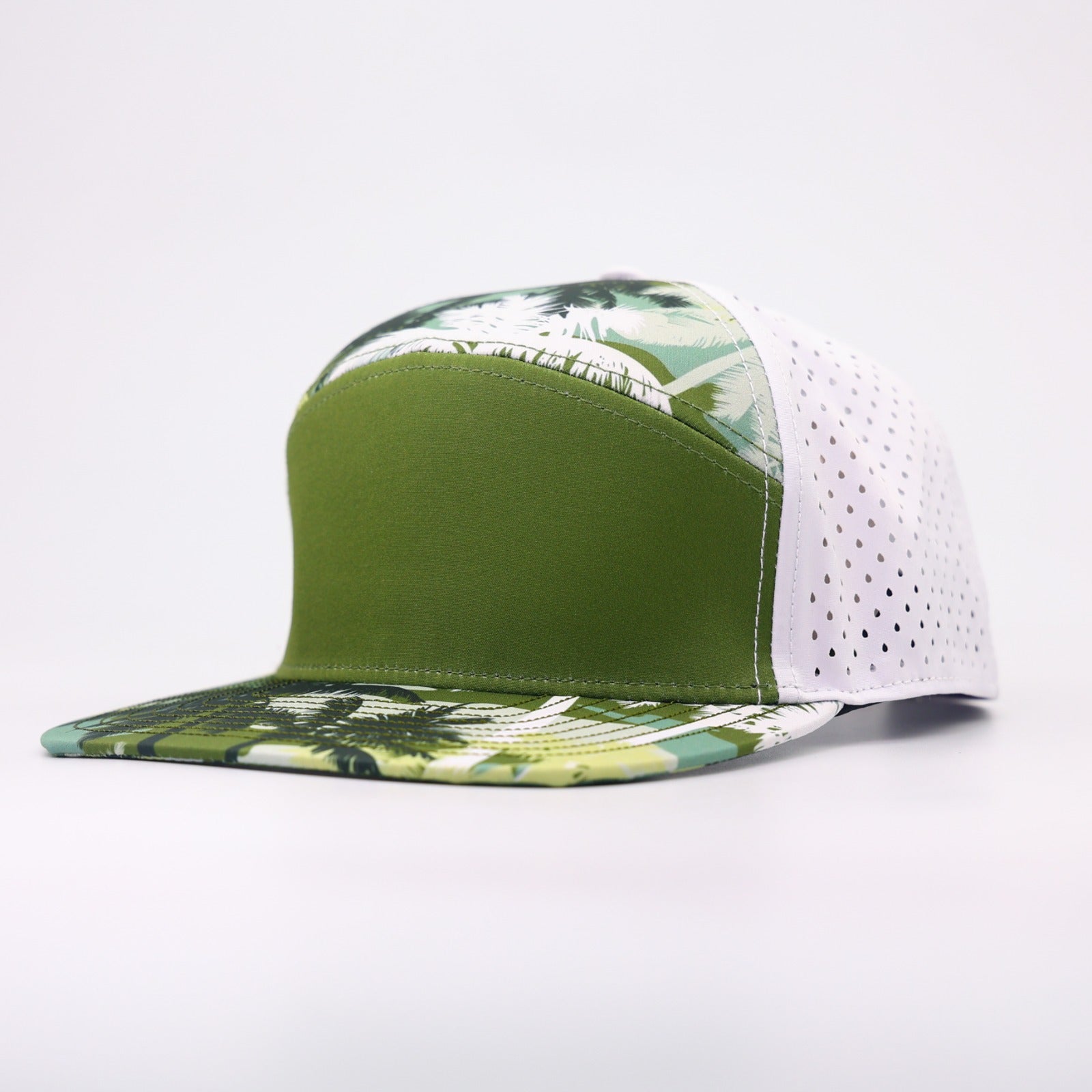 green front with palm trees and white back
