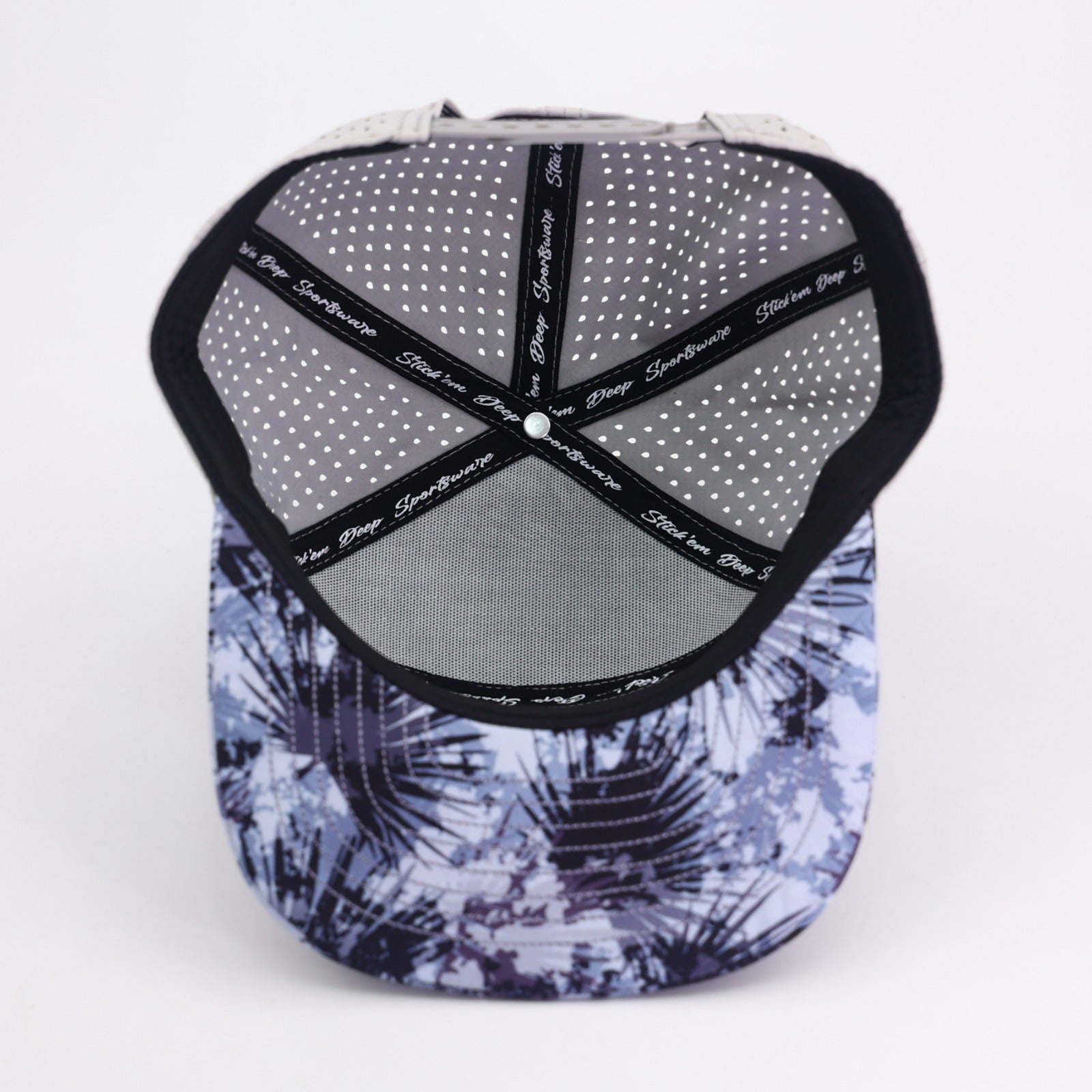 grey front with palm palms leaf prints and grey back