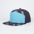aqua front with black back along with palm trees and tidal waves