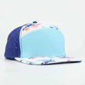 Stick'em Deep Baby Blue, Orange & White Tropical Flat Bill Snapback – Navy Blue Back — front view