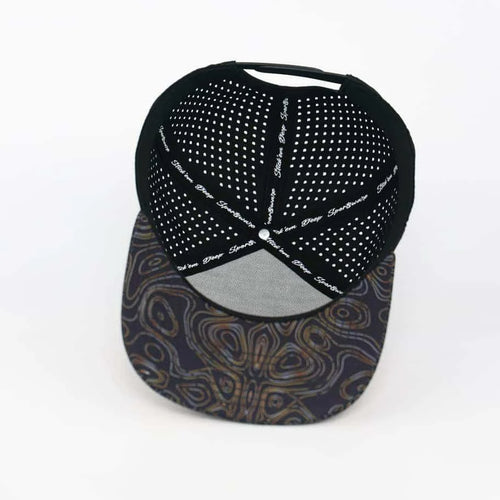 Stick'em Deep Black & Brown / Tan Topographic Flat Bill Snapback – Black Back — back view