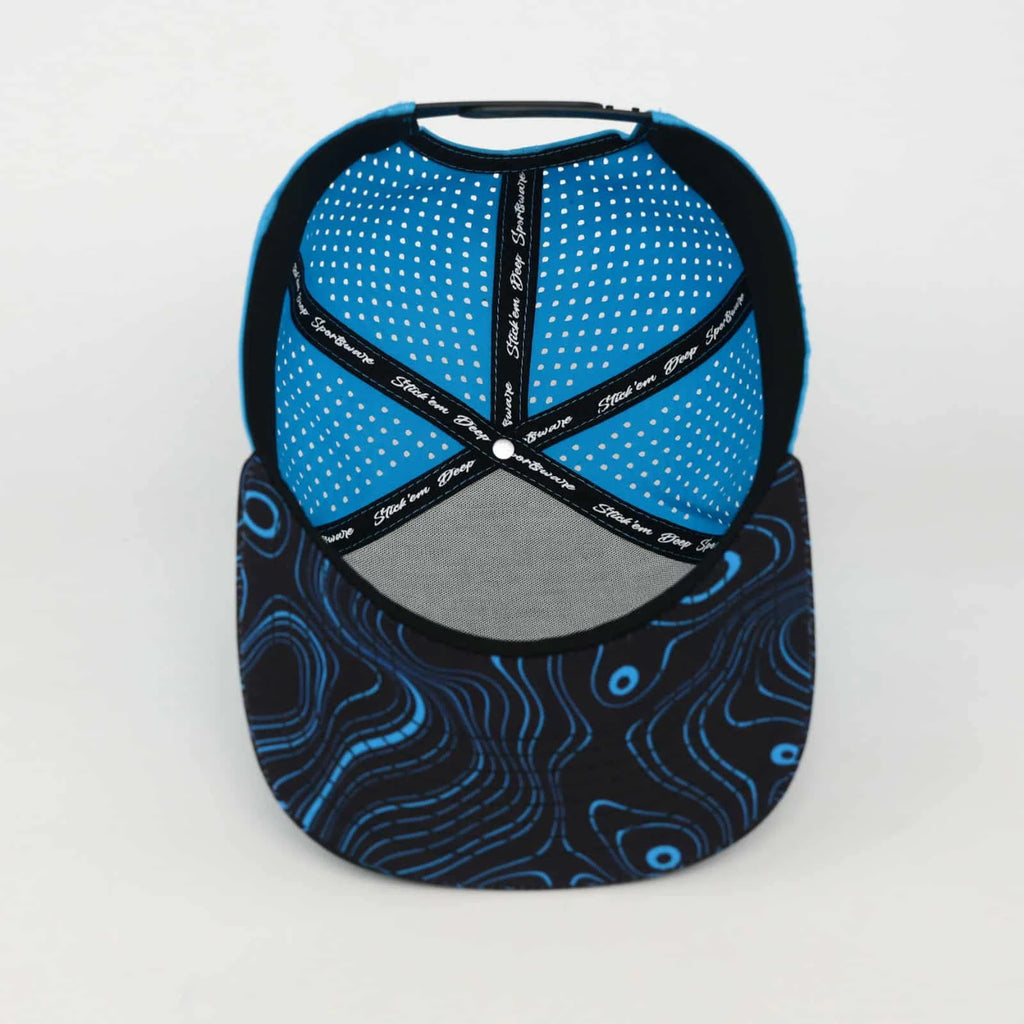 Stick'em Deep Blue & Black Topographic Flat Bill Snapback – Blue Back — back view