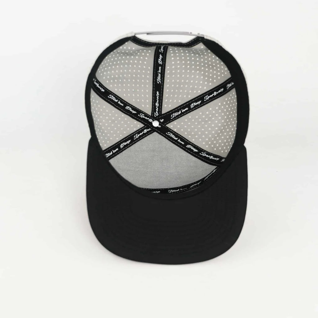 Stick'em Deep Cork-Front & Black Solid Flat Bill Snapback – Off-White Back — back view