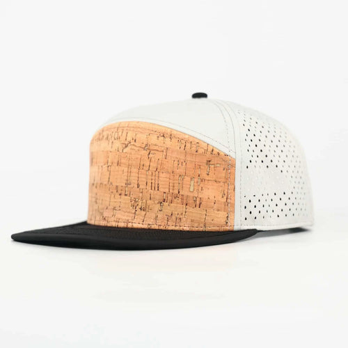 Stick'em Deep Cork-Front & Black Solid Flat Bill Snapback – Off-White Back — front view