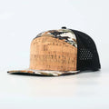 Stick'em Deep Cork-Front Multicolor Duck Camo Flat Bill Snapback – Black Back — front view