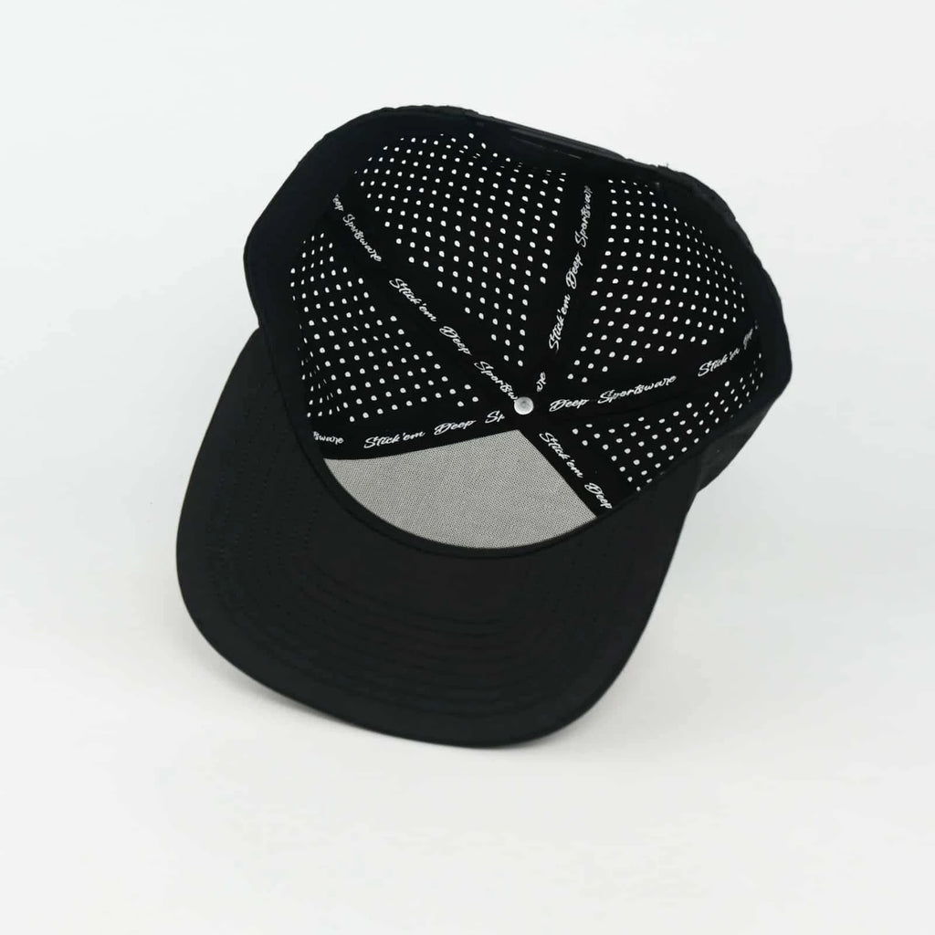 Stick'em Deep Cork-Front & Off-White Solid Flat Bill Snapback – Black Back — back view