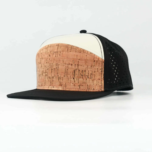 Stick'em Deep Cork-Front & Off-White Solid Flat Bill Snapback – Black Back — front view