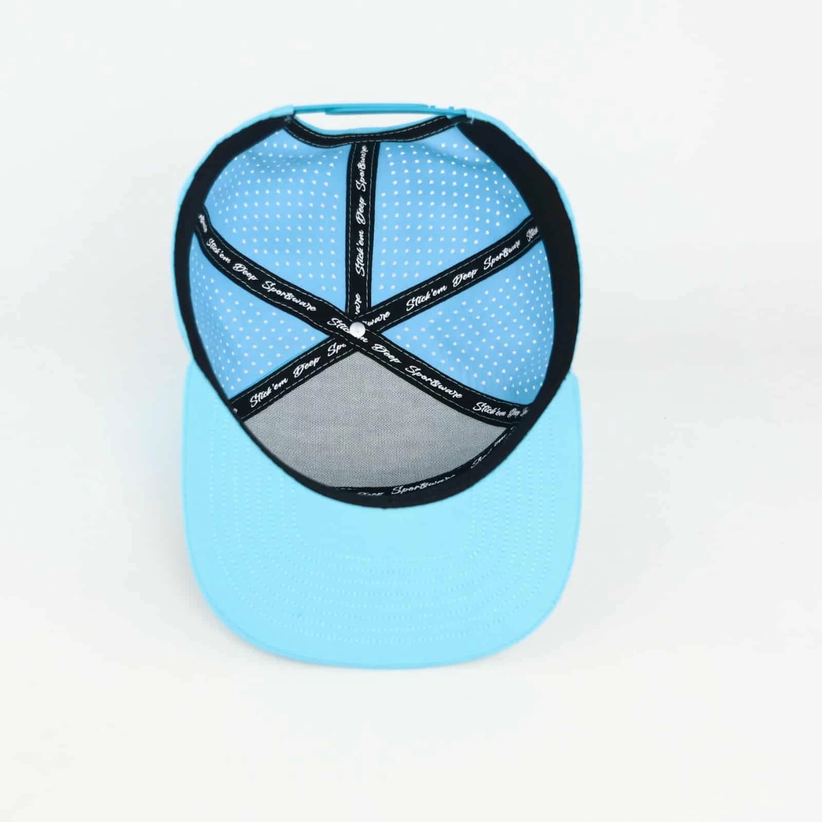 Stick'em Deep Cork-Front Solid Flat Bill Snapback – Baby Blue Back — back view