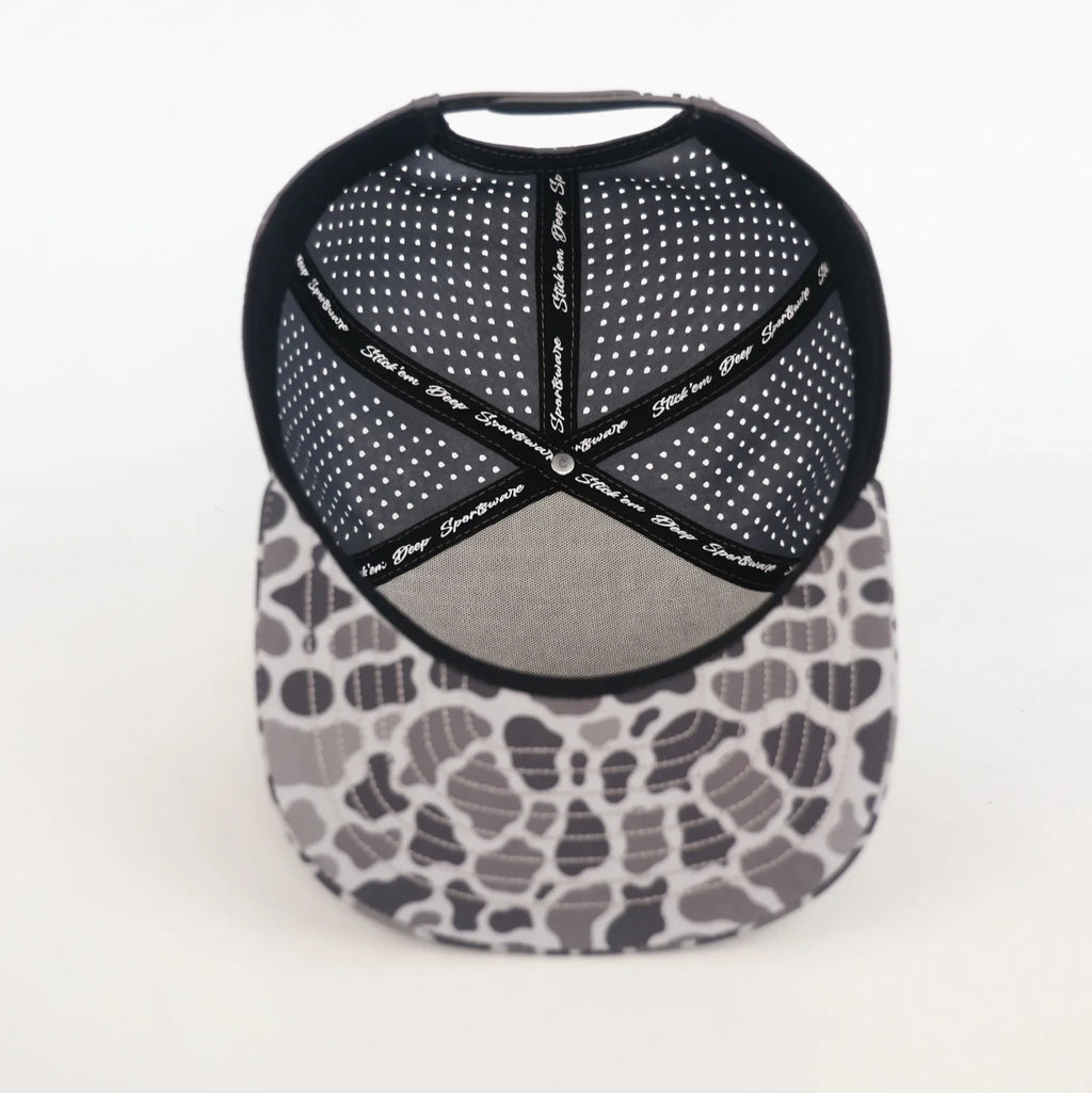 Stick'em Deep Gray Duck Camo Flat Bill Snapback – Gray Back — back view