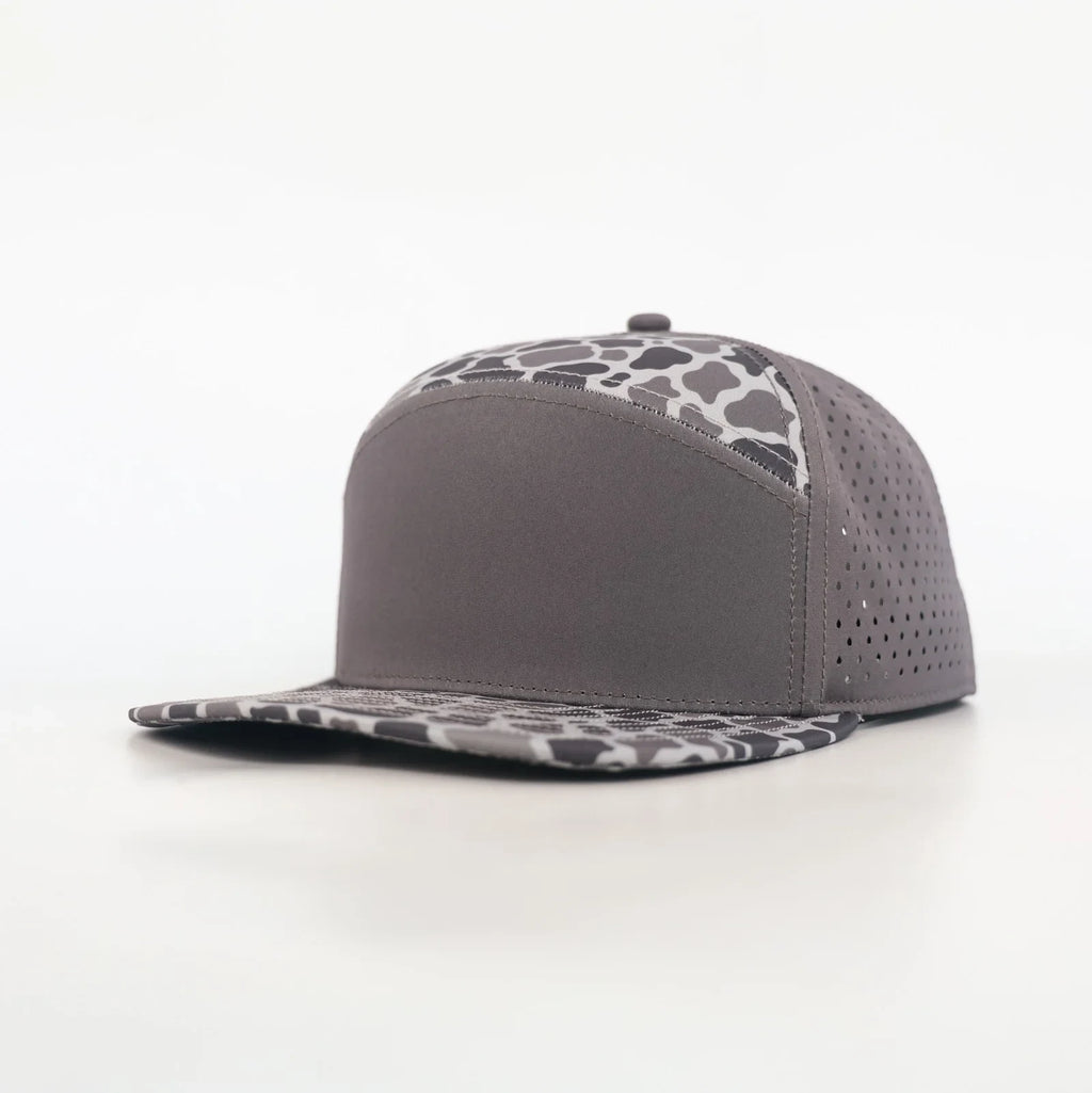 Stick'em Deep Gray Duck Camo Flat Bill Snapback – Gray Back — front view
