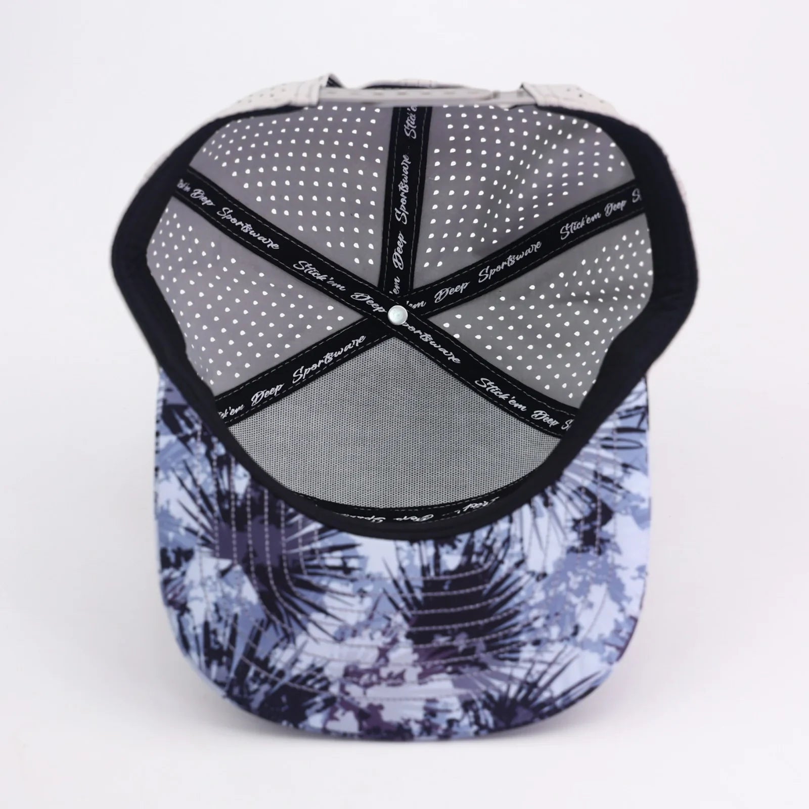 Stick'em Deep Gray, Light Blue & Navy Blue Tropical Flat Bill Snapback – Gray Back — back view