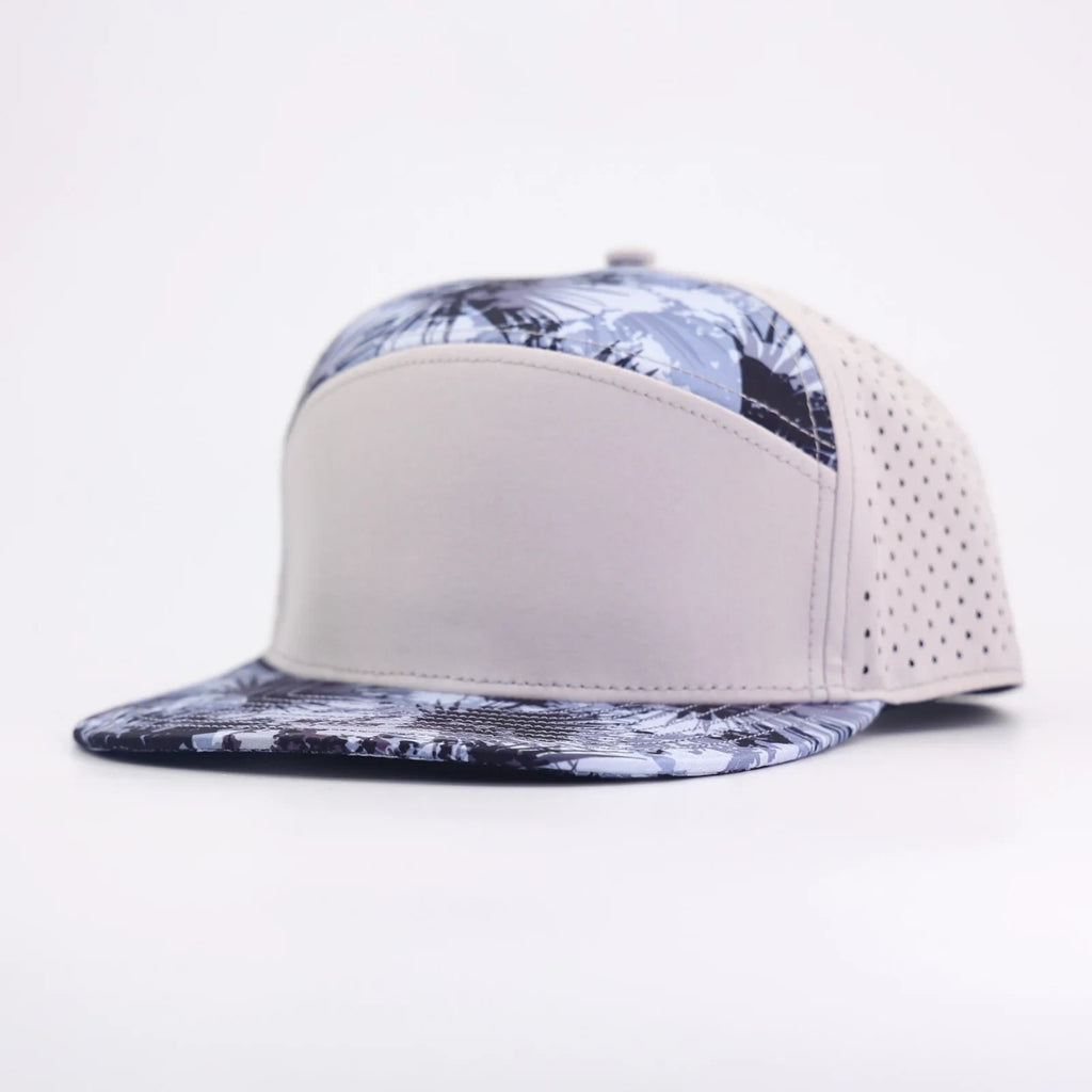 Stick'em Deep Gray, Light Blue & Navy Blue Tropical Flat Bill Snapback – Gray Back — front view