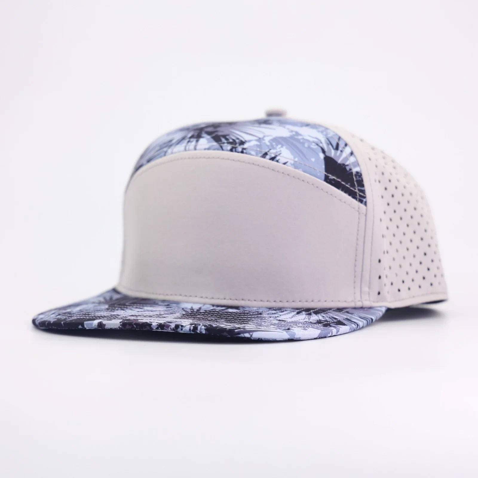 Stick'em Deep Gray, Light Blue & Navy Blue Tropical Flat Bill Snapback – Gray Back — front view