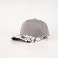 Stick'em Deep Gray, Orange & Brown Arctic Camo 5-Panel Curved Bill Snapback – Gray Back — front view