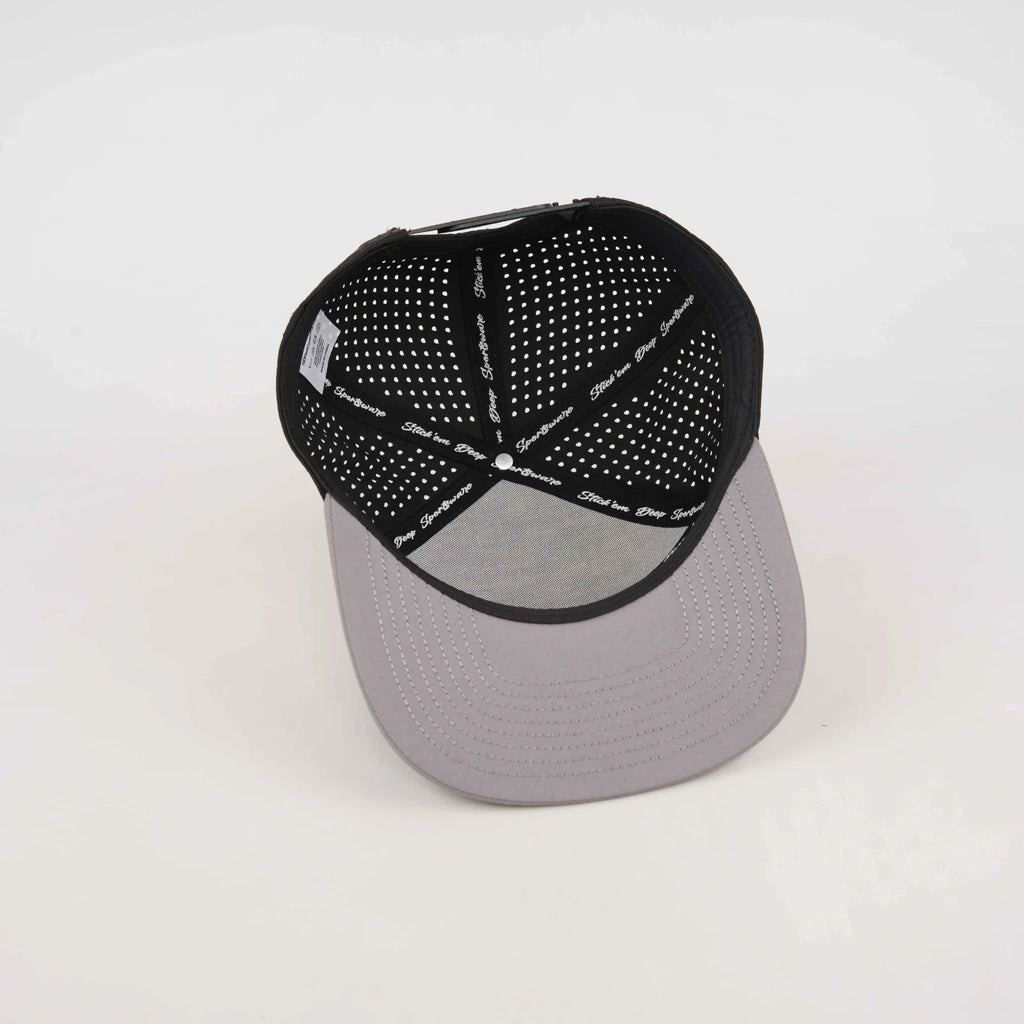 Stick'em Deep Gray Solid Flat Bill Snapback – Black Back — back view