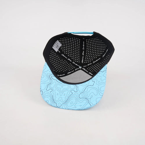 Stick'em Deep Baby Blue Topographic Flat Bill Snapback – Black Back — back view