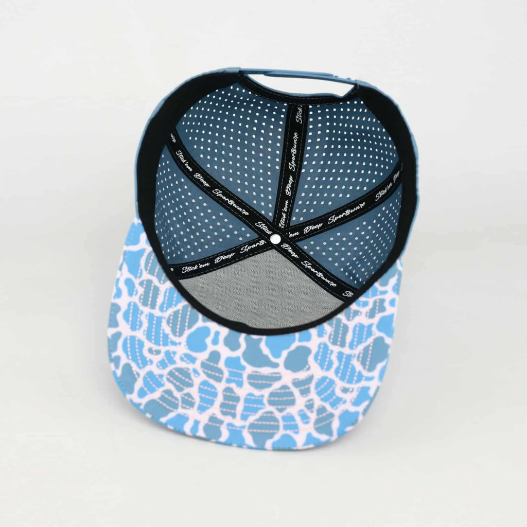 Stick'em Deep Light Pink Camo Flat Bill Snapback – Baby Blue Back — back view