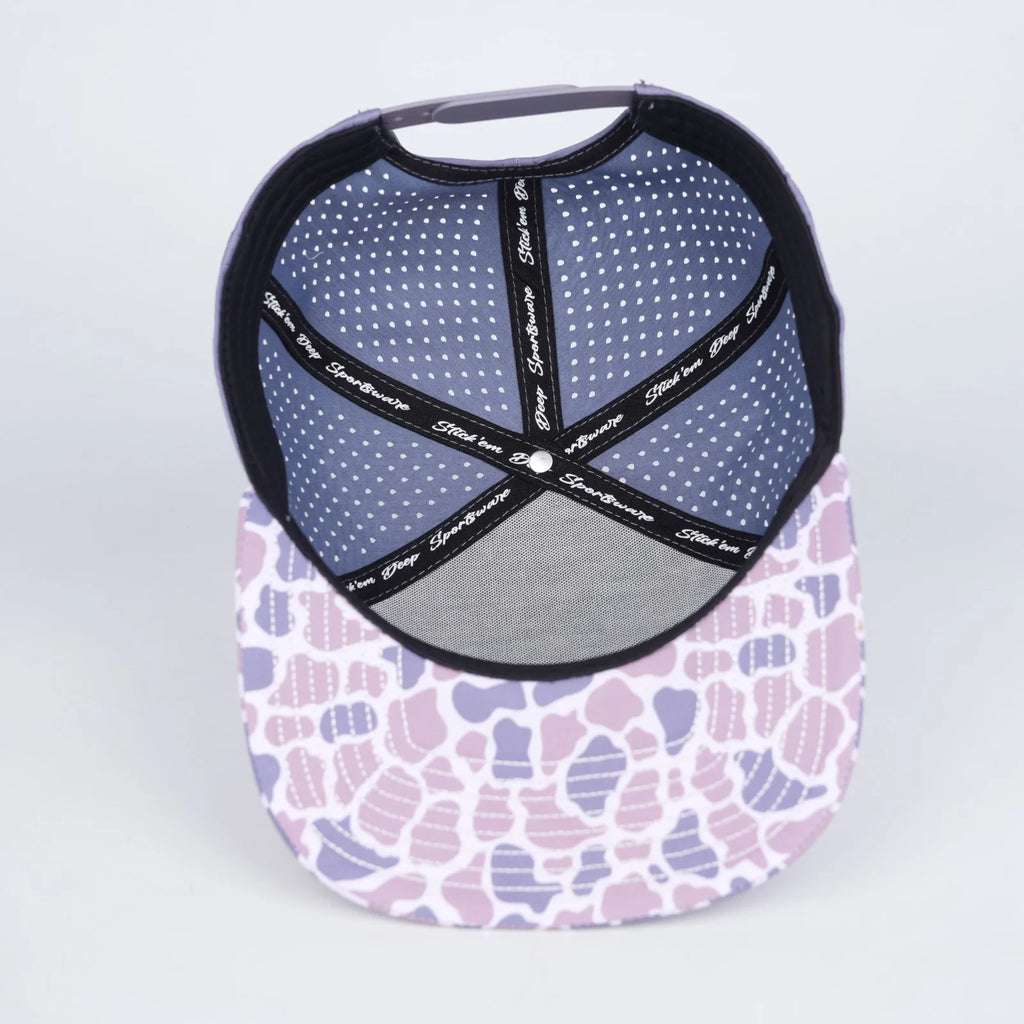 Stick'em Deep Light Pink & Pink Duck Camo Flat Bill Snapback – Purple Back — back view