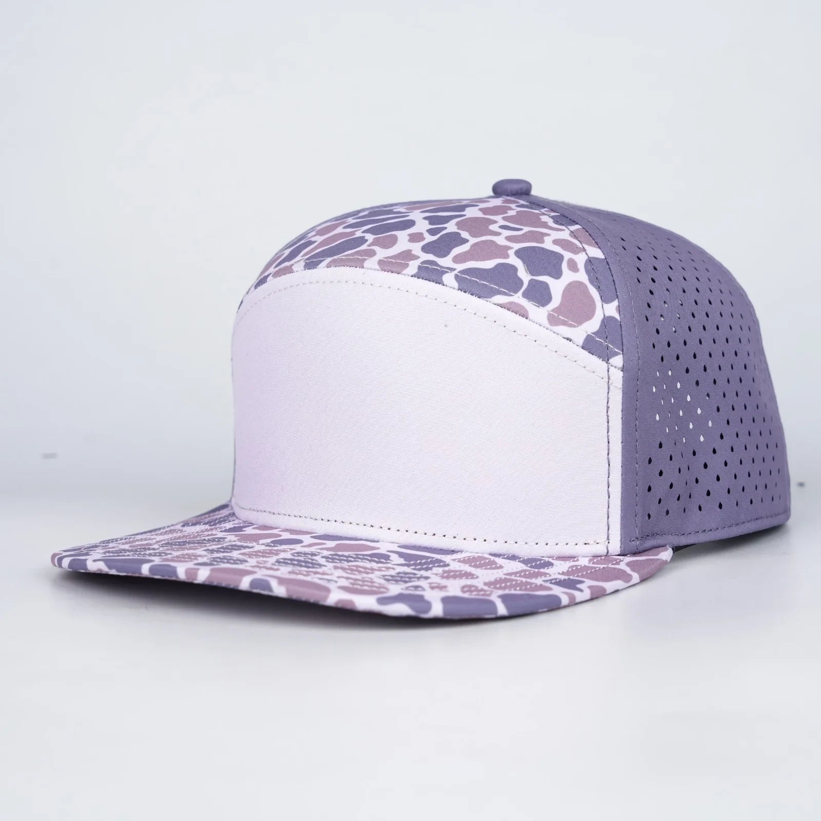 Stick'em Deep Light Pink & Pink Duck Camo Flat Bill Snapback – Purple Back — front view
