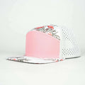 Stick'em Deep Pink & Green Tropical Flat Bill Snapback – Off-White Back — front view