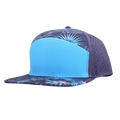 Stick'em Deep Teal & White Tropical Flat Bill Snapback – Blue Back — front view