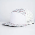 Stick'em Deep White, Brown & Slate Camo Flat Bill Snapback – Light Yellow Back — front view