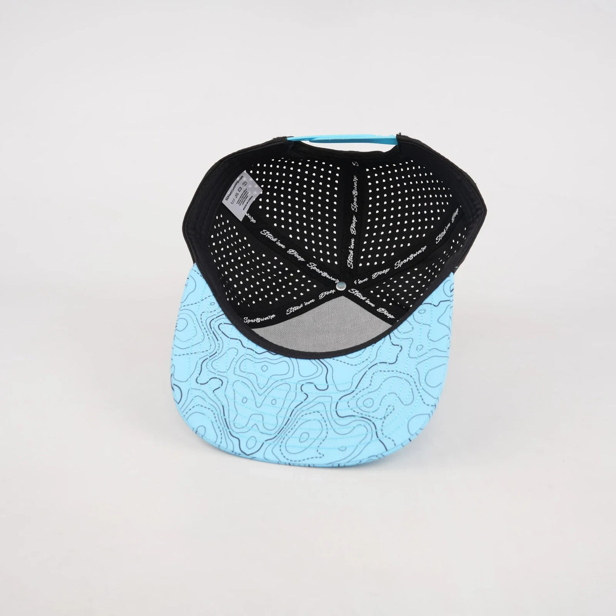 Stick'em Deep Youth Baby Blue Topographic Flat Bill Snapback – Black Back — back view